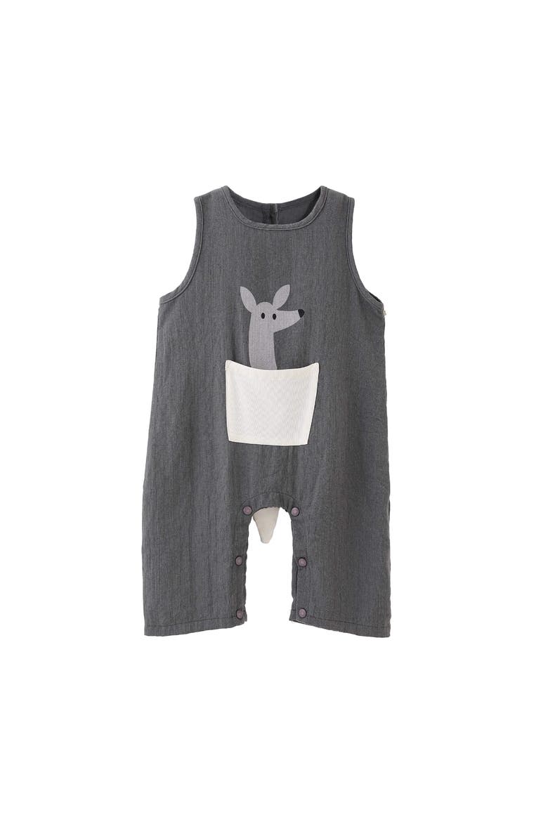 Animal Pocket Romper, Main, color, Grey
