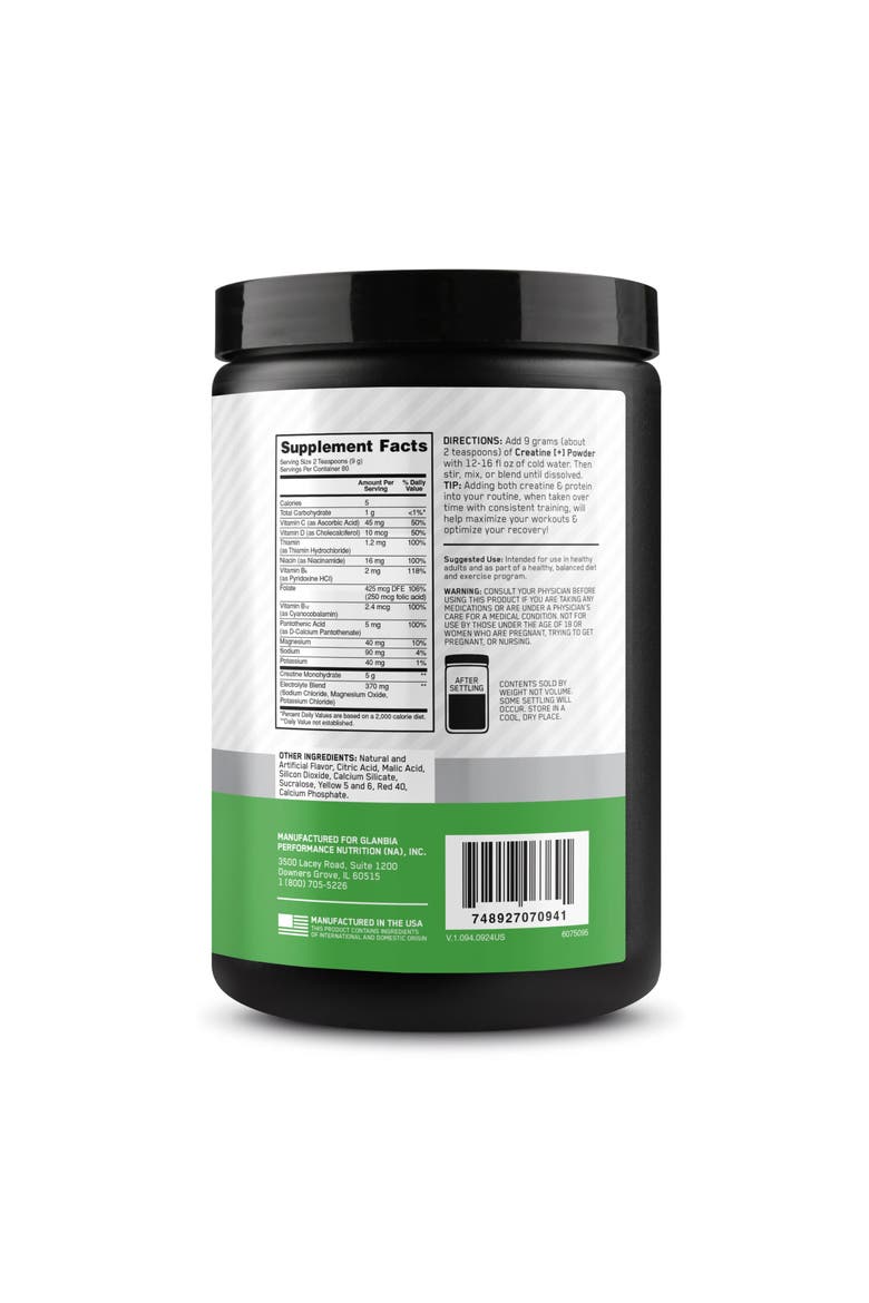 Creatine Monohydrate Performance Powder with Electrolytes, Added Vitamins, and Orange Passionfruit Flavor, 80 Servings, Alternate, color, None