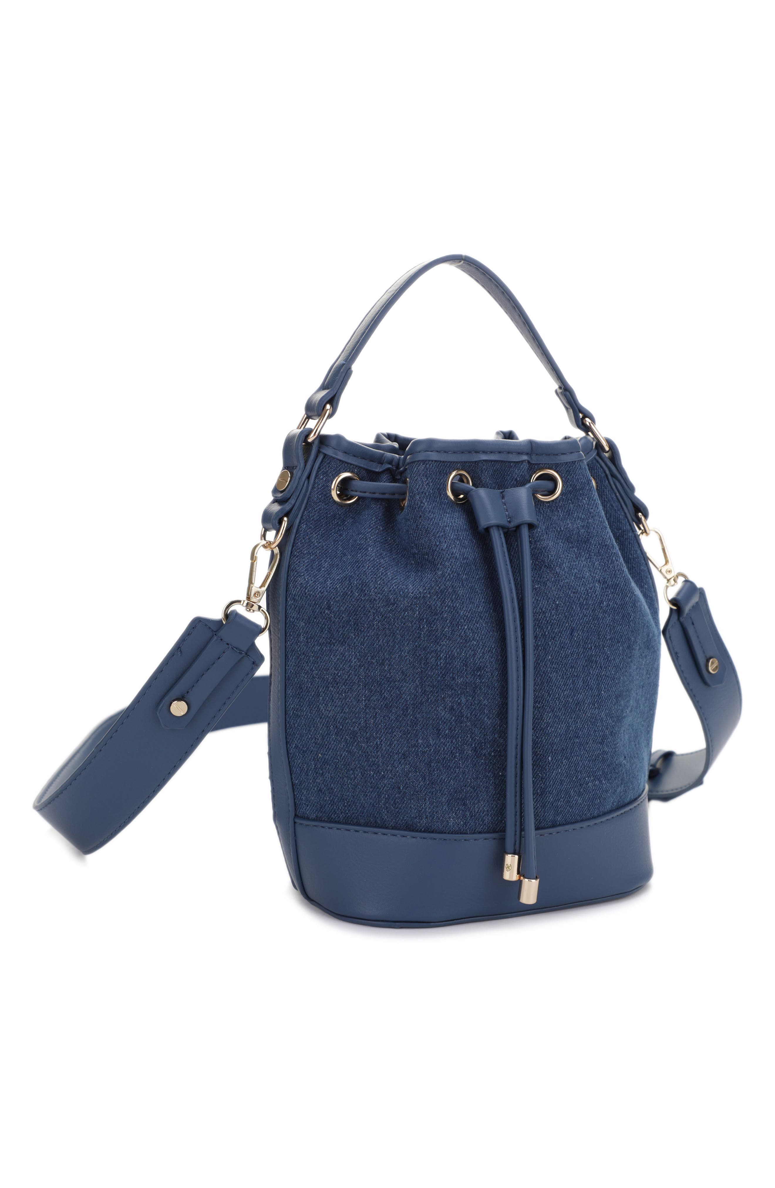 Mali + Lili Ella Denim & Vegan Leather Bucket Bag, Alternate, color, 