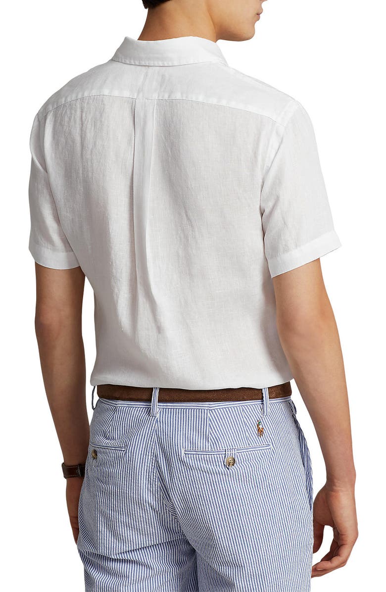 Polo Ralph Lauren Short Sleeve Linen Button-Down Shirt, Alternate, color, 