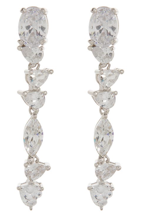 CZ Linear Drop Earrings