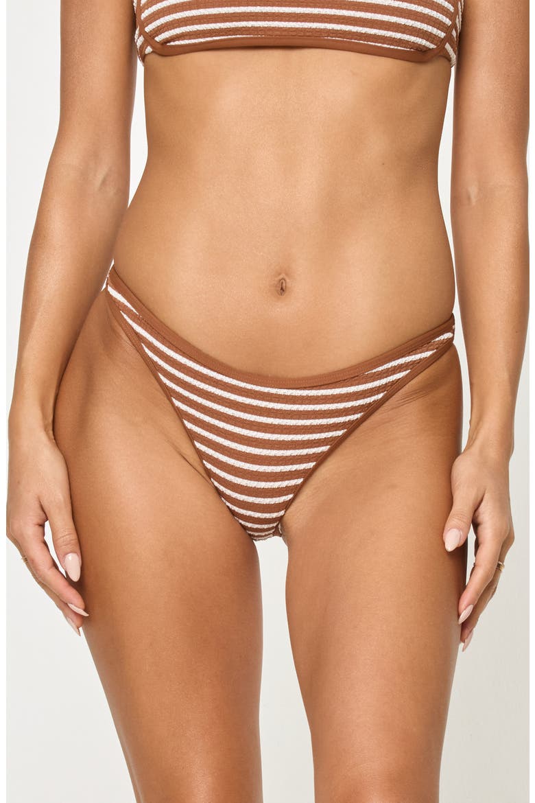 Suzi Textured Stripe Bikini Bottoms, Main, color, BROWN SUGAR