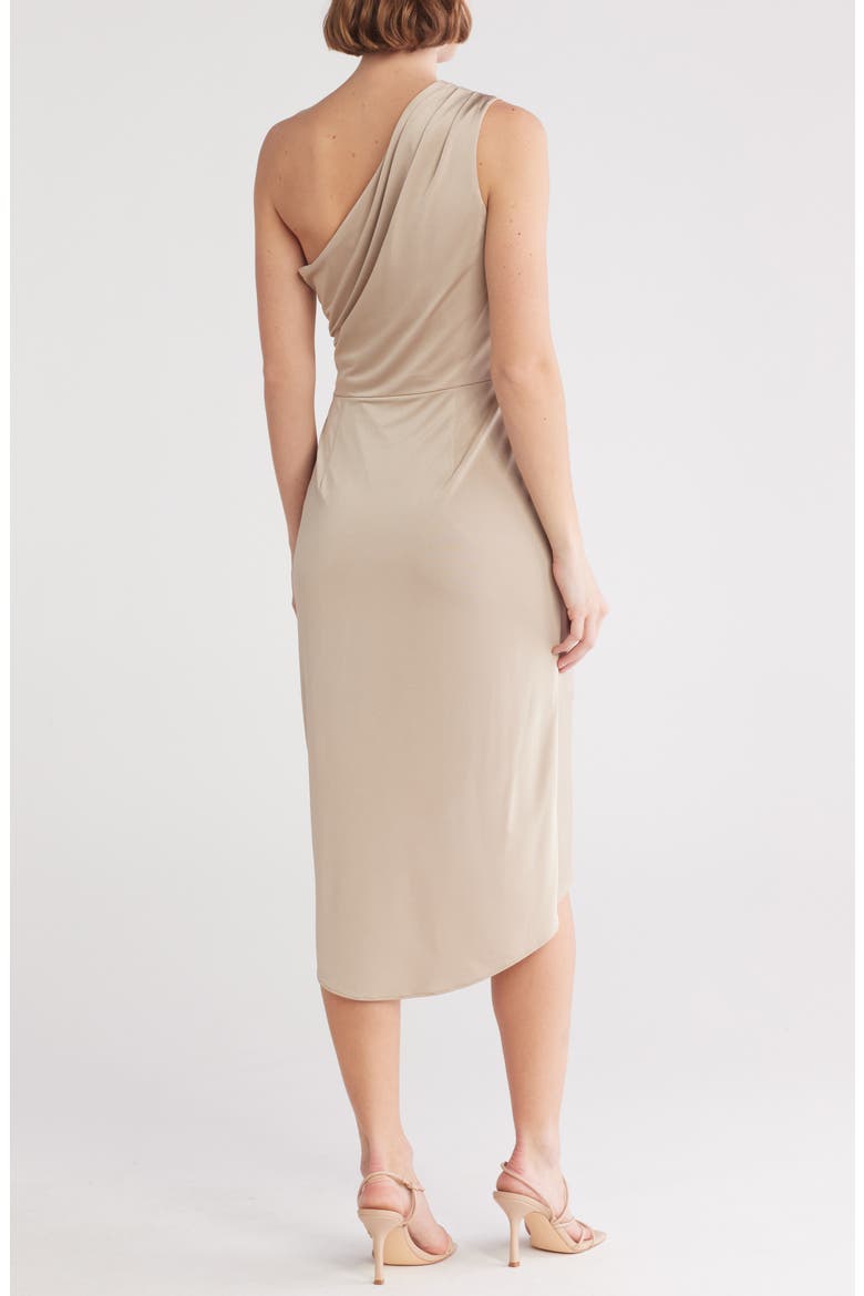 One-Shoulder Ruched Dress, Alternate, color, GOLD