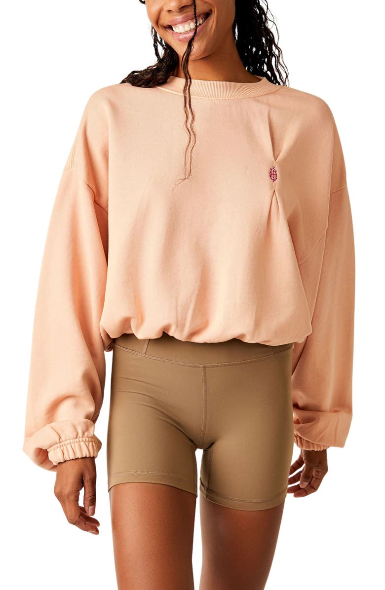 FP Movement by Free People FP Movement Start to Finish Bubble Sweatshirt, Main, color, Pretty In Peach