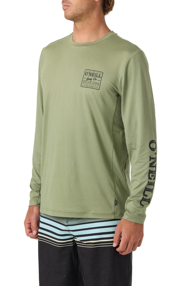 O'Neill Block UPF Performance Graphic Long Sleeve T-Shirt, Alternate, color, Oil Green