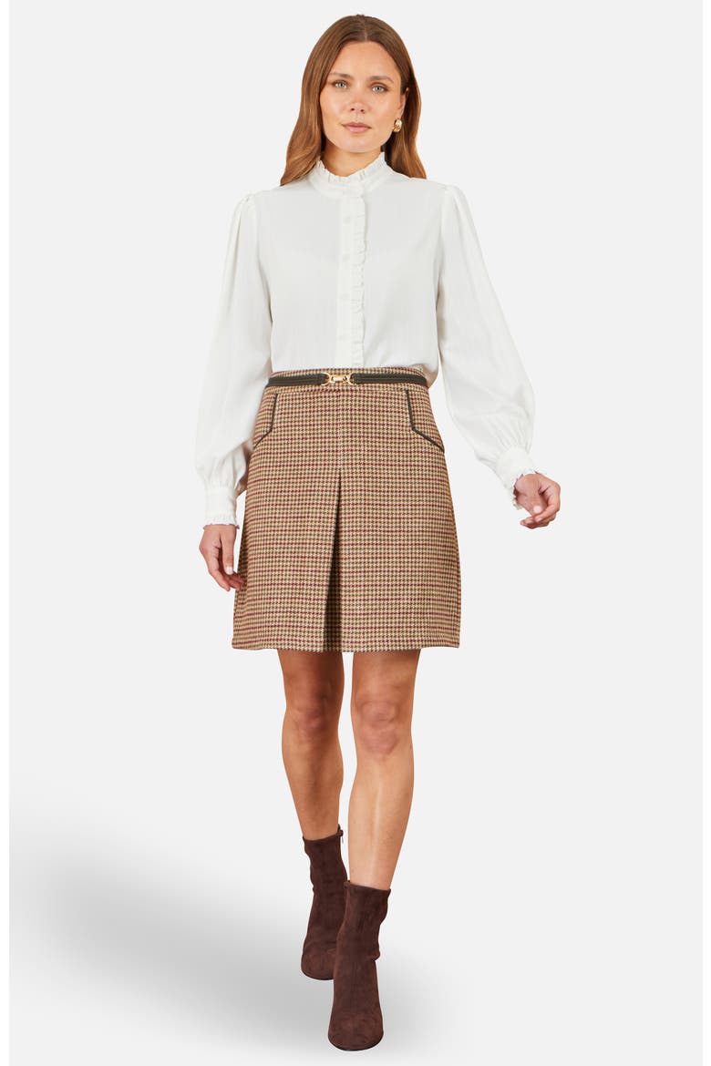 Tailored Check Mini Skirt, Alternate, color, Brown