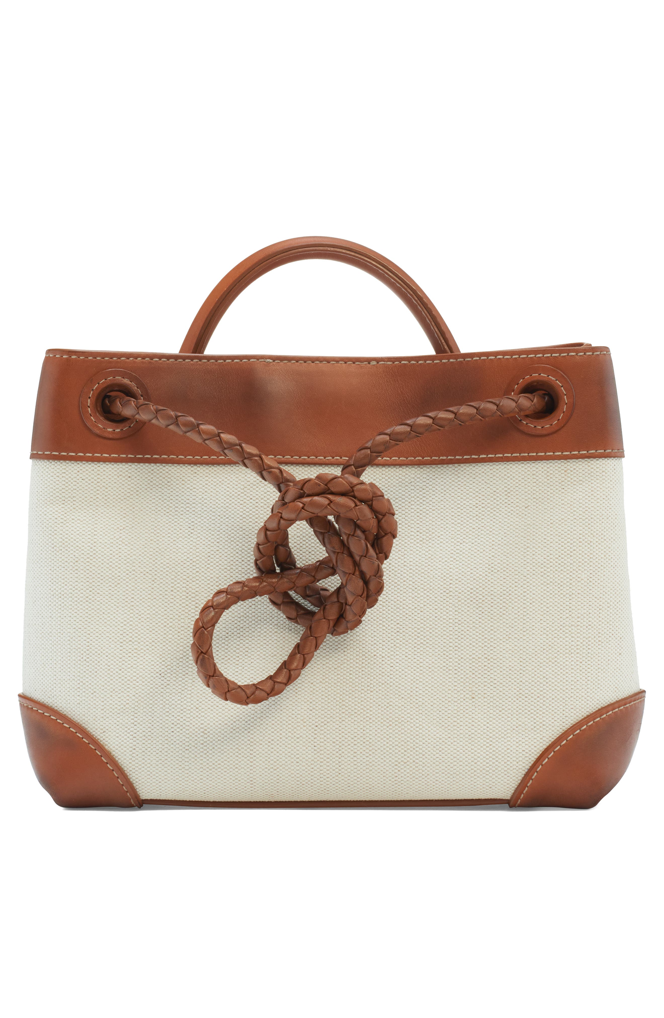 Bottega Veneta Small Andiamo Canvas Shoulder Bag, Alternate, color, Brown