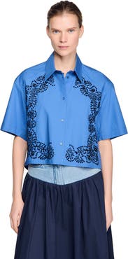 SANDRO Embroidered And Beaded Shirt