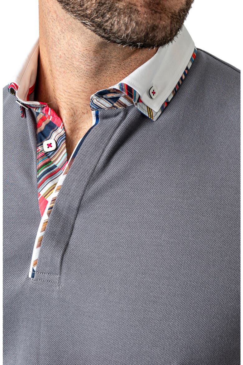 Newton Solid Mirage Grey Long Sleeve Polo, Alternate, color, GREY