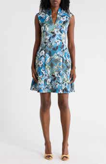 Vince Camuto Floral Sleeveless Scuba Fit & Flare Dress