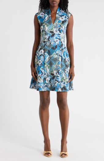 Floral Sleeveless Scuba Fit & Flare Dress