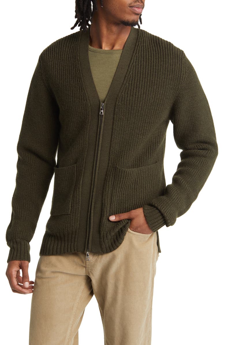 Officine Générale Merino Wool Zip Cardigan, Alternate, color,