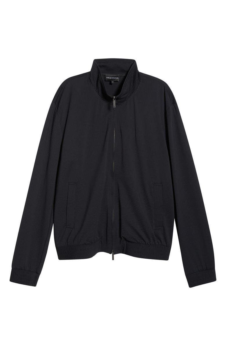 Emporio Armani Seersucker Bomber Jacket, Main, color, Solid Black