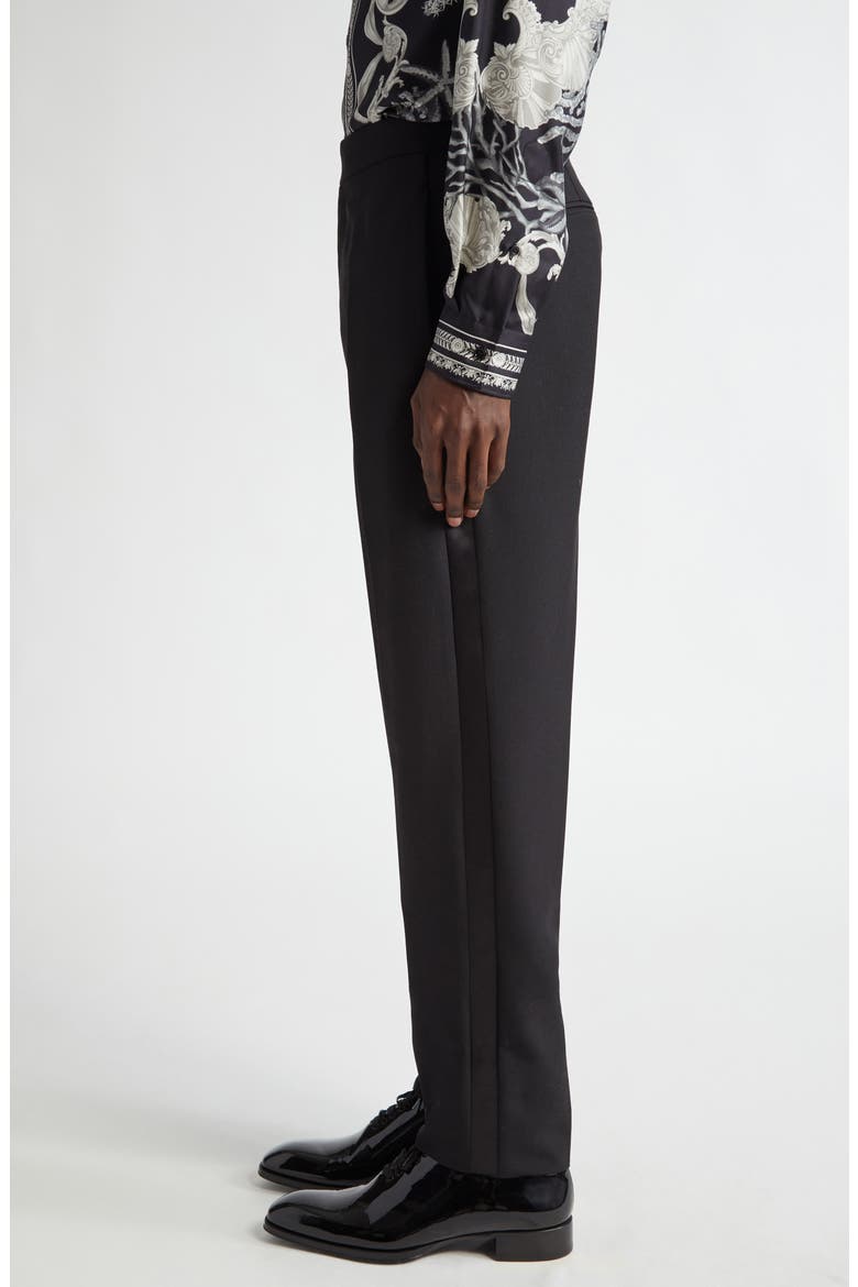 Pleated Wool & Mohair Dress Pants, Alternate, color, BLACK