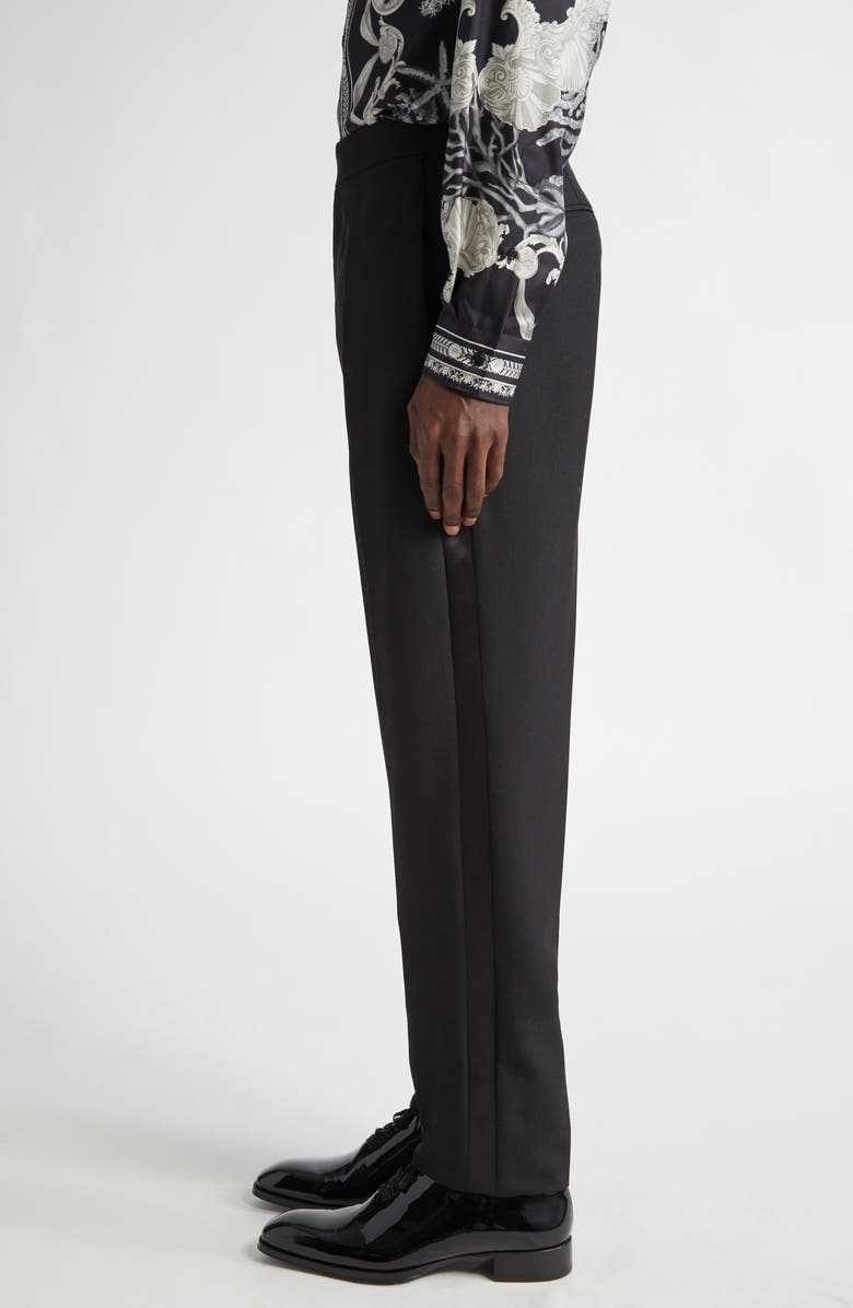 Versace Pleated Wool & Mohair Dress Pants, Alternate, color, Black