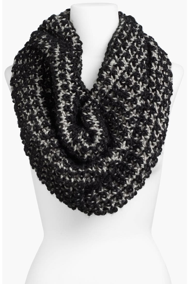 Two Tone Chunky Knit Circle Scarf, Main, color, BLACK/ GREY