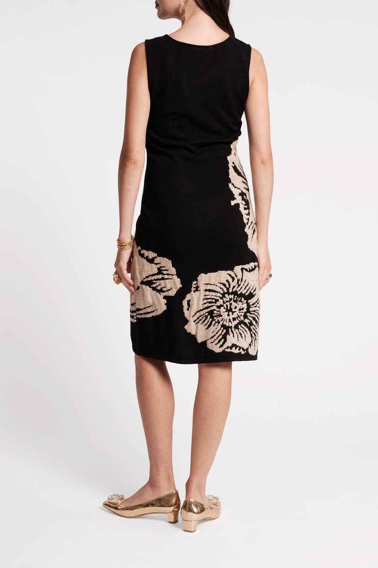 Swan Shift Dress Carefree Chrysanthemum, Alternate, color, Black/Camel