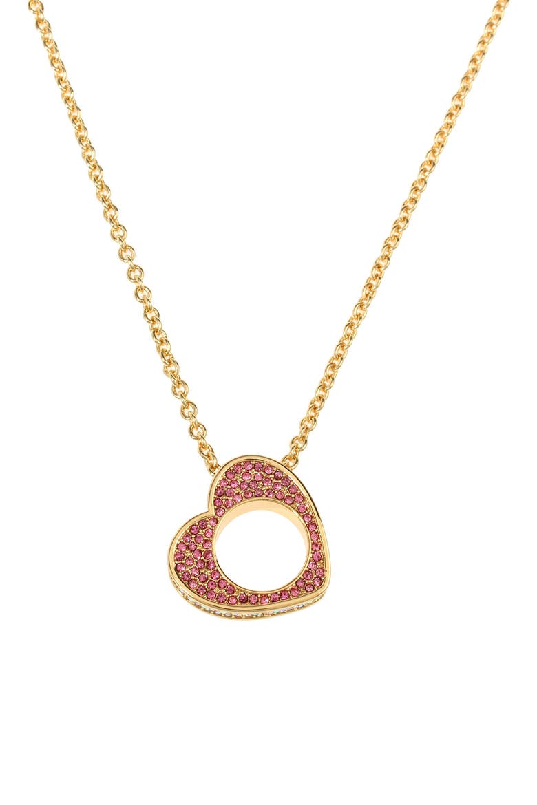 Pavé Heart Pendant Necklace, Alternate, color, PINK