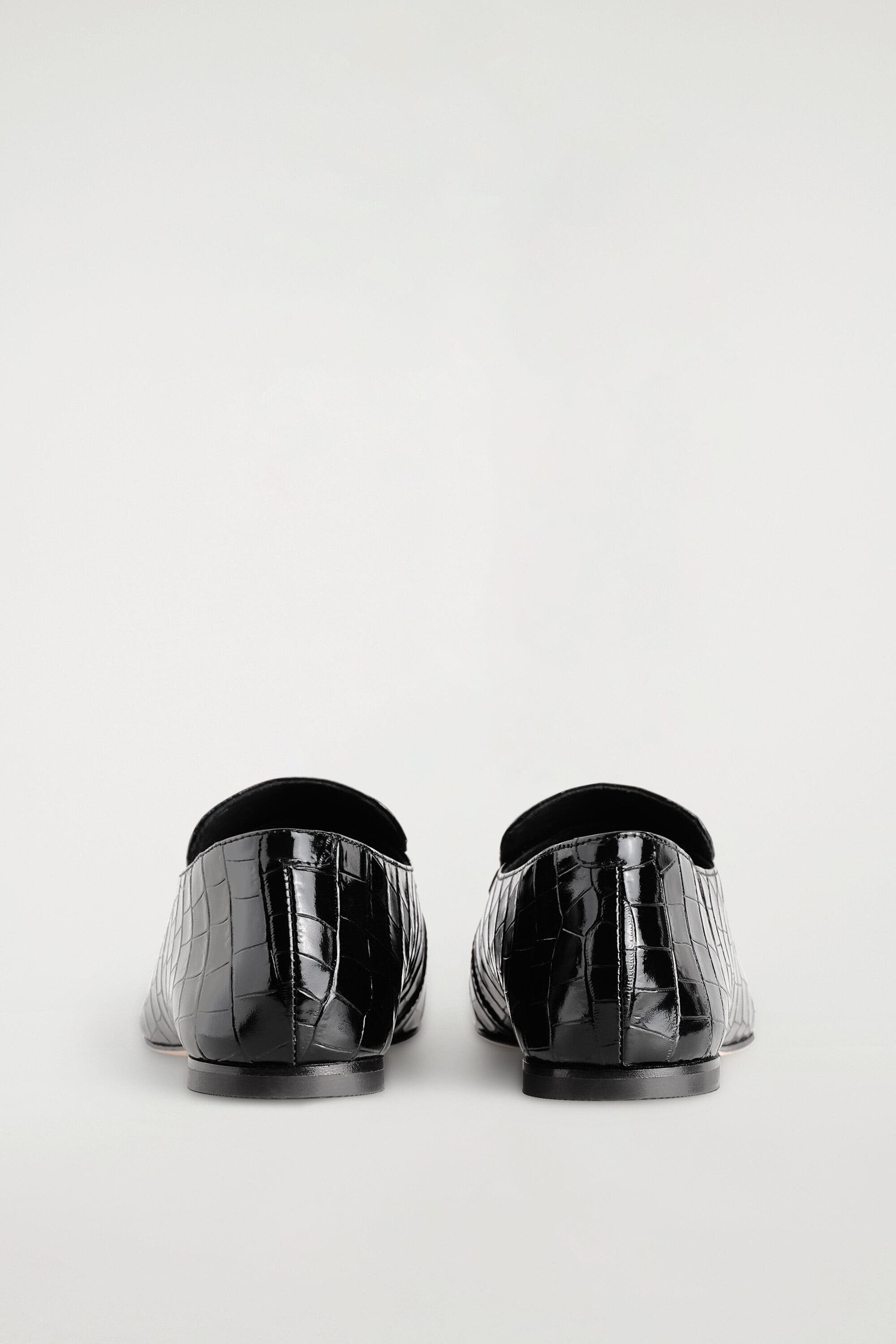 Croc-Effect Leather Loafers, Alternate, color, BLACK / CROC EFFECT