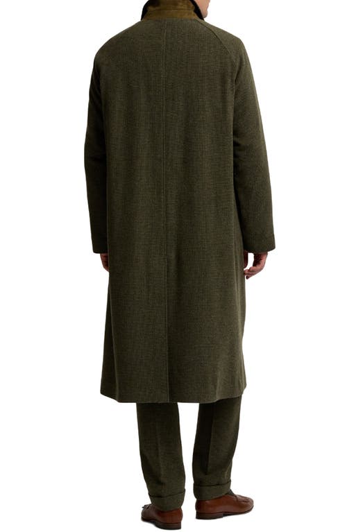 Ralph Lauren Purple Label Wool & Silk Blend Tick Weave Topcoat In Green