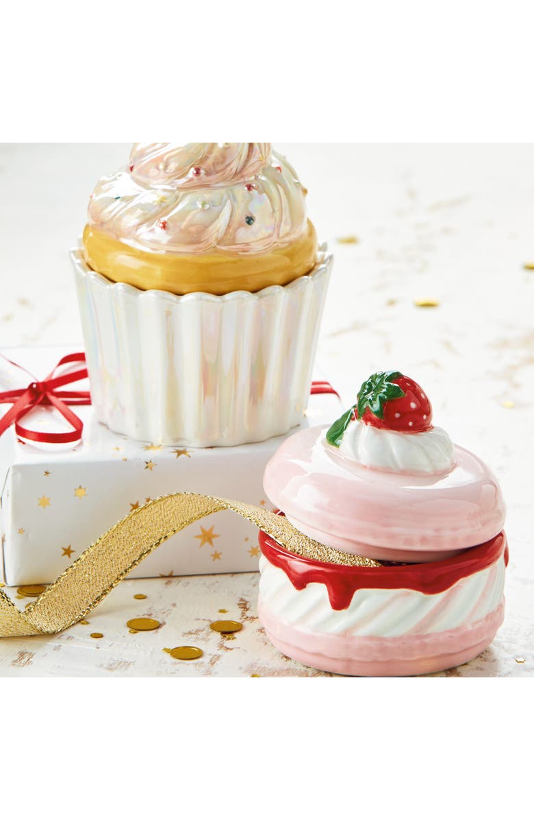 tag Cupcake Trinket Dish Multi Earthenware Everyday,Christmas, Alternate, color,