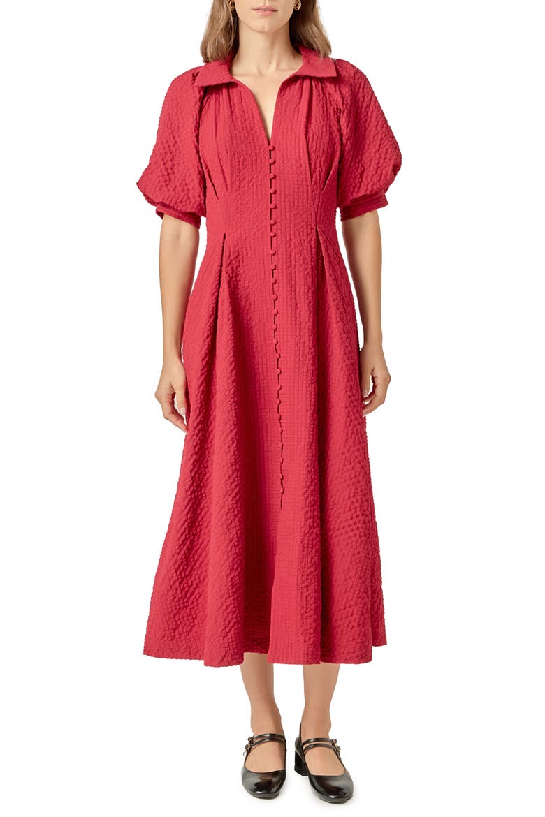 Button Front Maxi Dress, Main, color, BURGUNDY RED