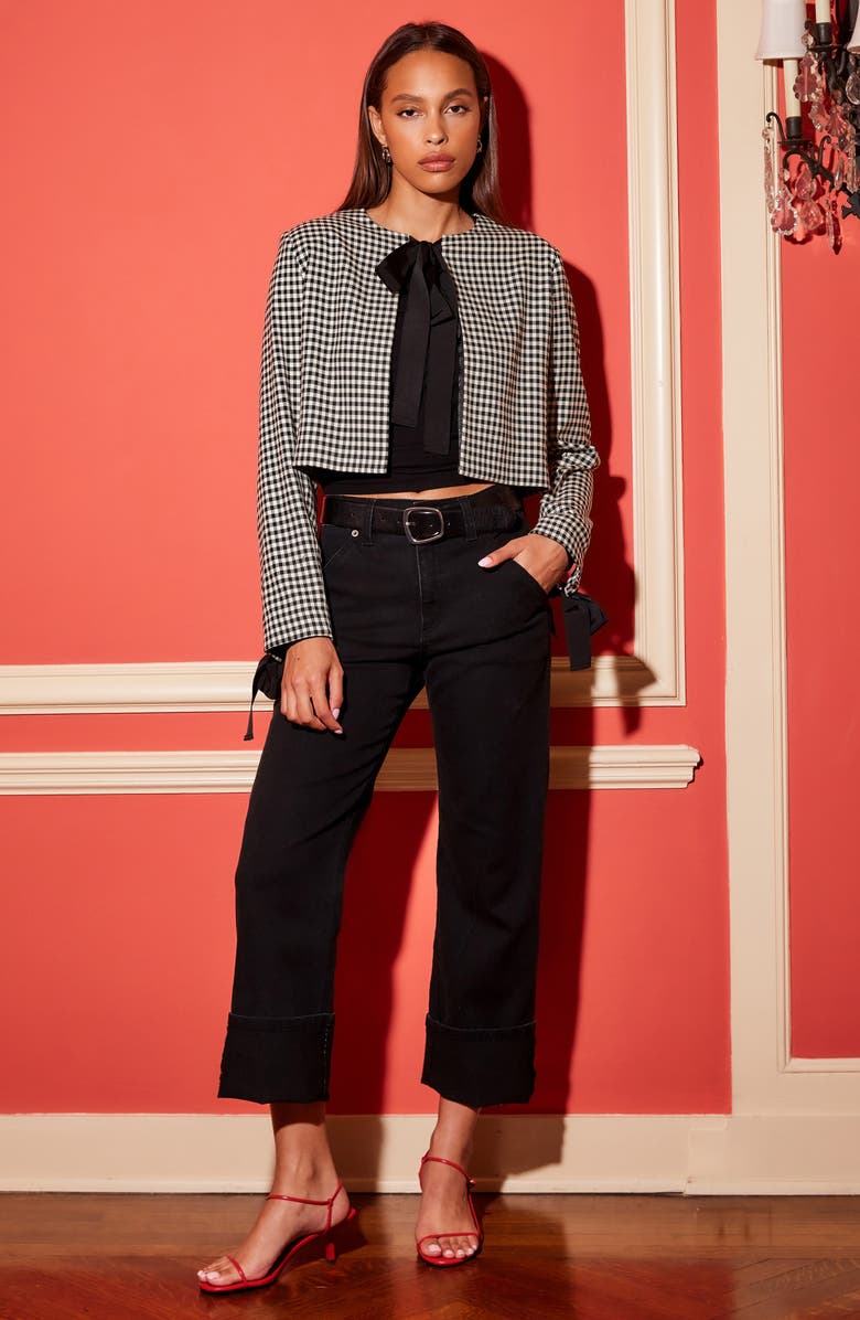 FIFTEEN TWENTY Clara High Waist Cuffed Crop Straight Leg Jeans, Alternate, color, Black