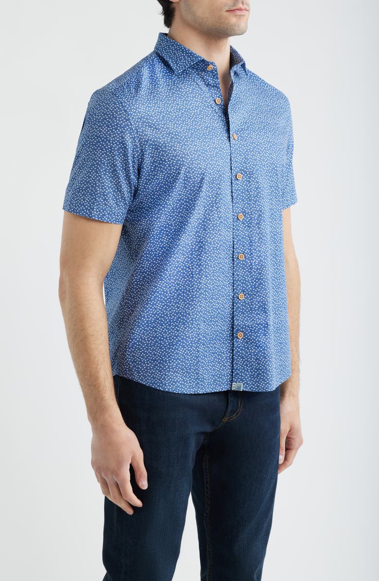 johnnie-O Patel Hangin’ Out Heart Print Short Sleeve Button-Up Shirt, Alternate, color, Navy