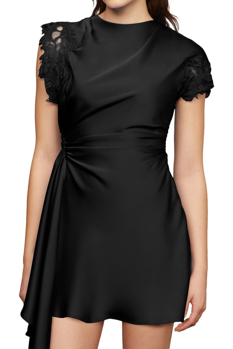 Zina ruched mini dress, Alternate, color, Black