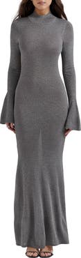 HOUSE OF CB Sancha Open Back Long Sleeve Semisheer Body-Con Maxi Dress
