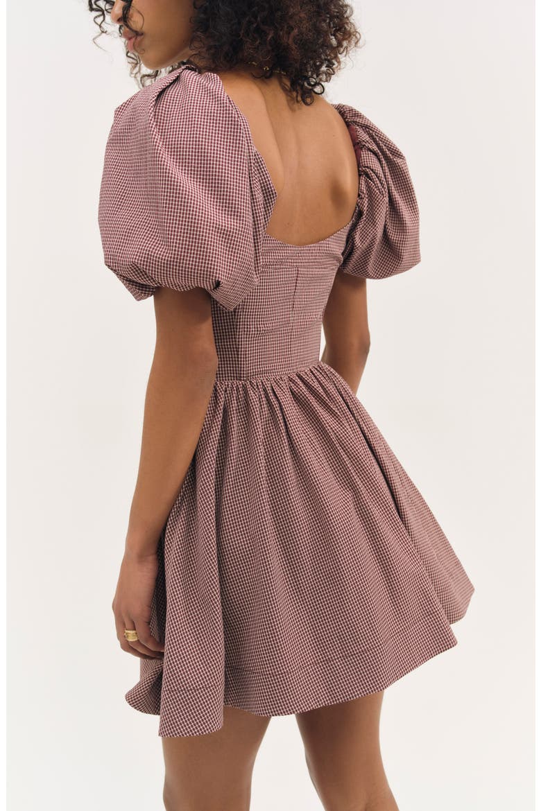 Florence Plaid Minidress, Alternate, color, BURGUNDY