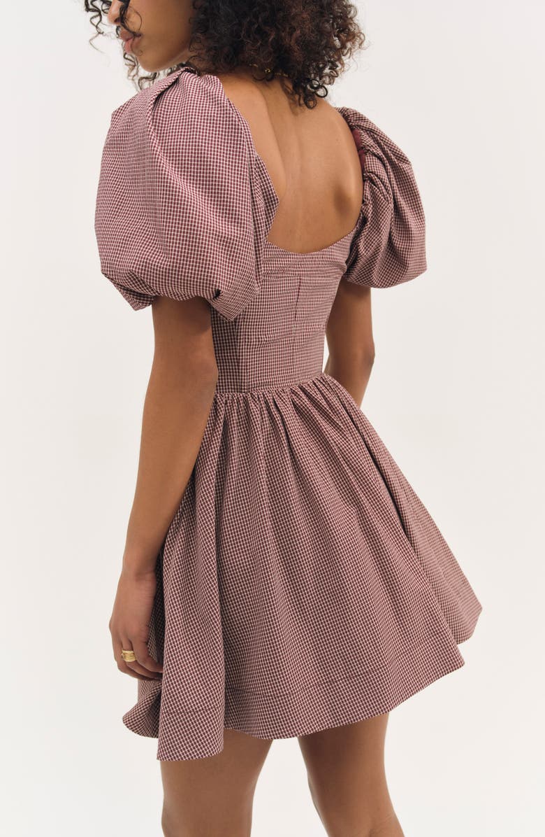 For Love & Lemons Florence Plaid Minidress, Alternate, color, Burgundy