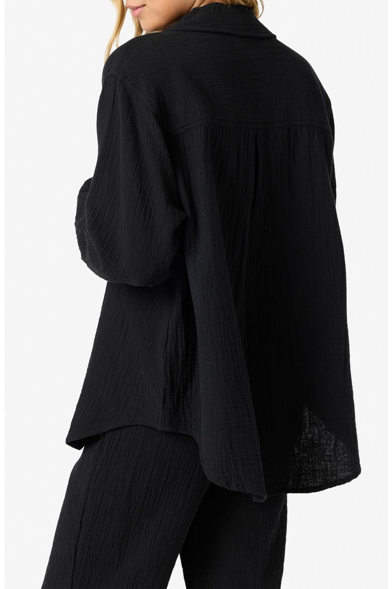 Leni Oversize Cotton Gauze Button-Up Shirt, Alternate, color, BLACK