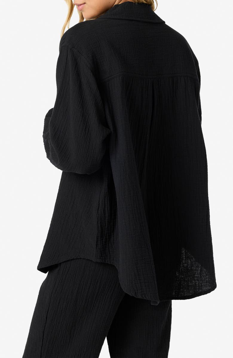 O'Neill Leni Oversize Cotton Gauze Button-Up Shirt, Alternate, color, Black