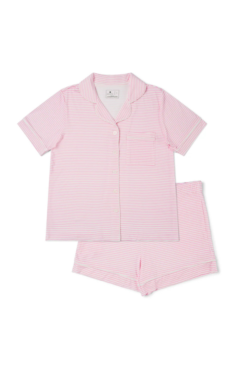Women's Short Sleeve and Shorts Pajama Set, Alternate, color, Ballet Stripe