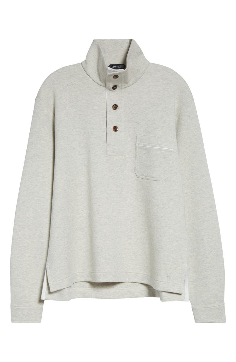TOM FORD Cotton, Silk & Cashmere Half Button Pullover, Main, color, Moon
