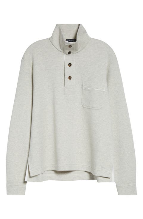 Cotton, Silk & Cashmere Half Button Pullover