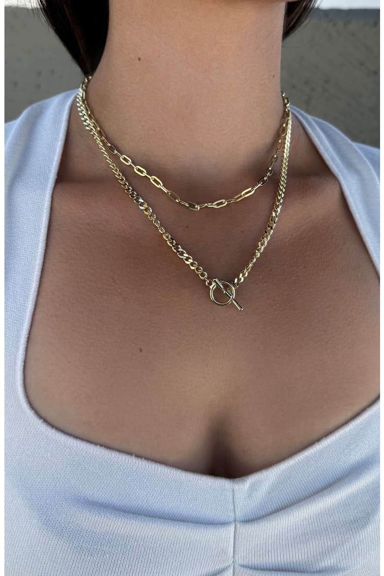 Set of 2 Assorted Chain Necklaces, Alternate, color, GOLD