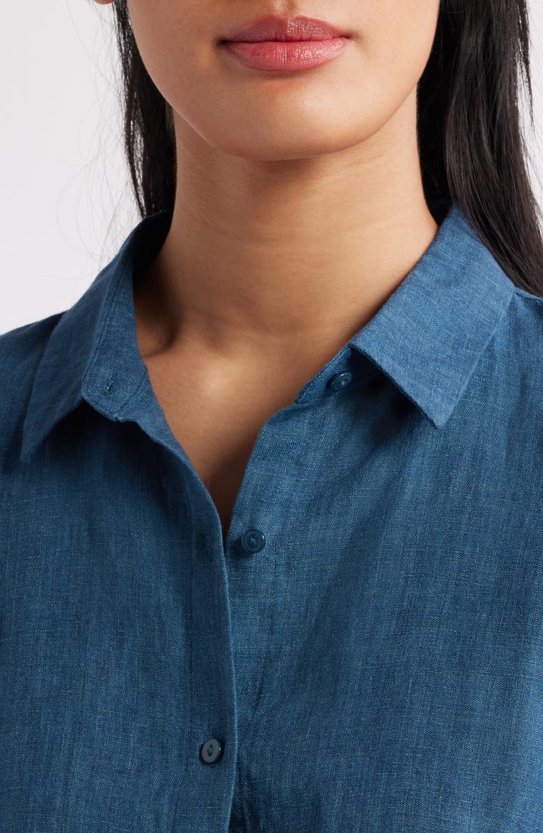 Eileen Fisher Classic Collar Linen Button-Up Shirt, Alternate, color, 