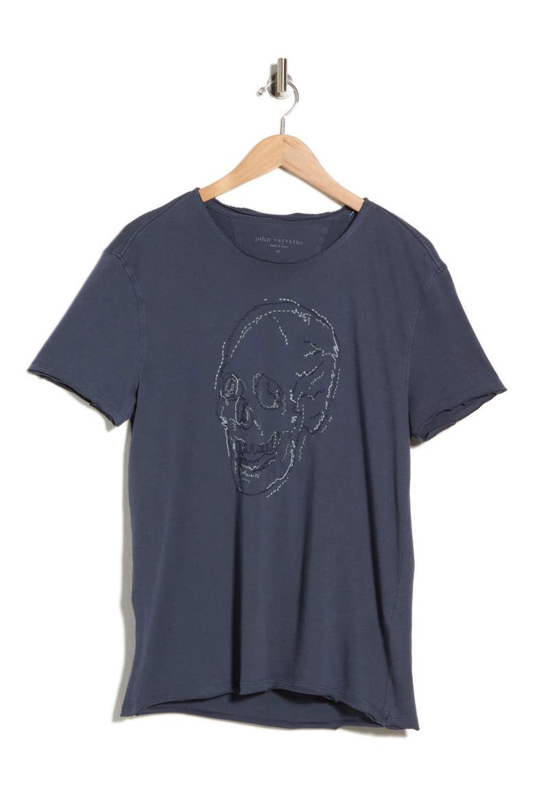 Embroidered Skull T-Shirt, Main, color, BLUE SMOKE