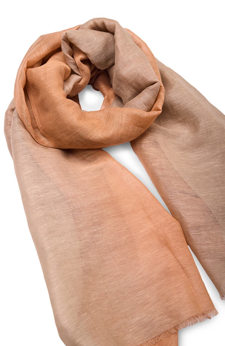 SAACHI Two-Tone Linen Scarf, Alternate, color, Taupe