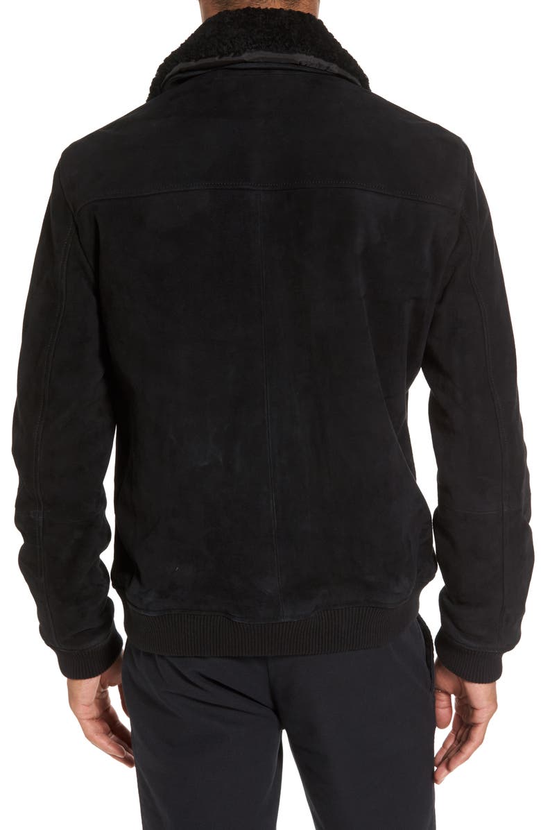 Ted Baker London Genuine Shearling Collar Suede Jacket, Alternate, color, 