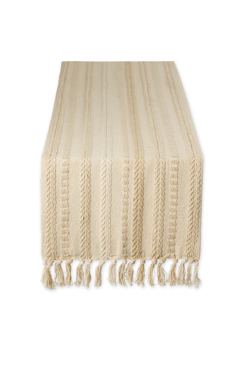 Braided Stripe Jacquard Table Runner, Main, color, Vintage Linen