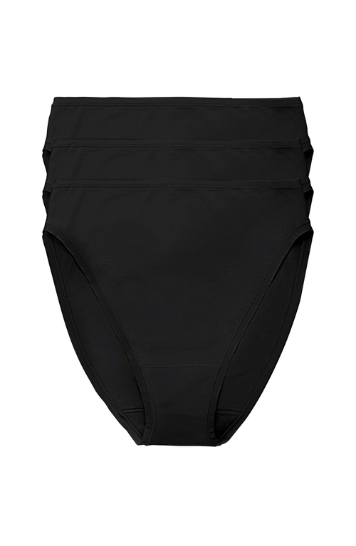 Natori Bliss Bare Cotton High Cut Brief 3-pack In Black