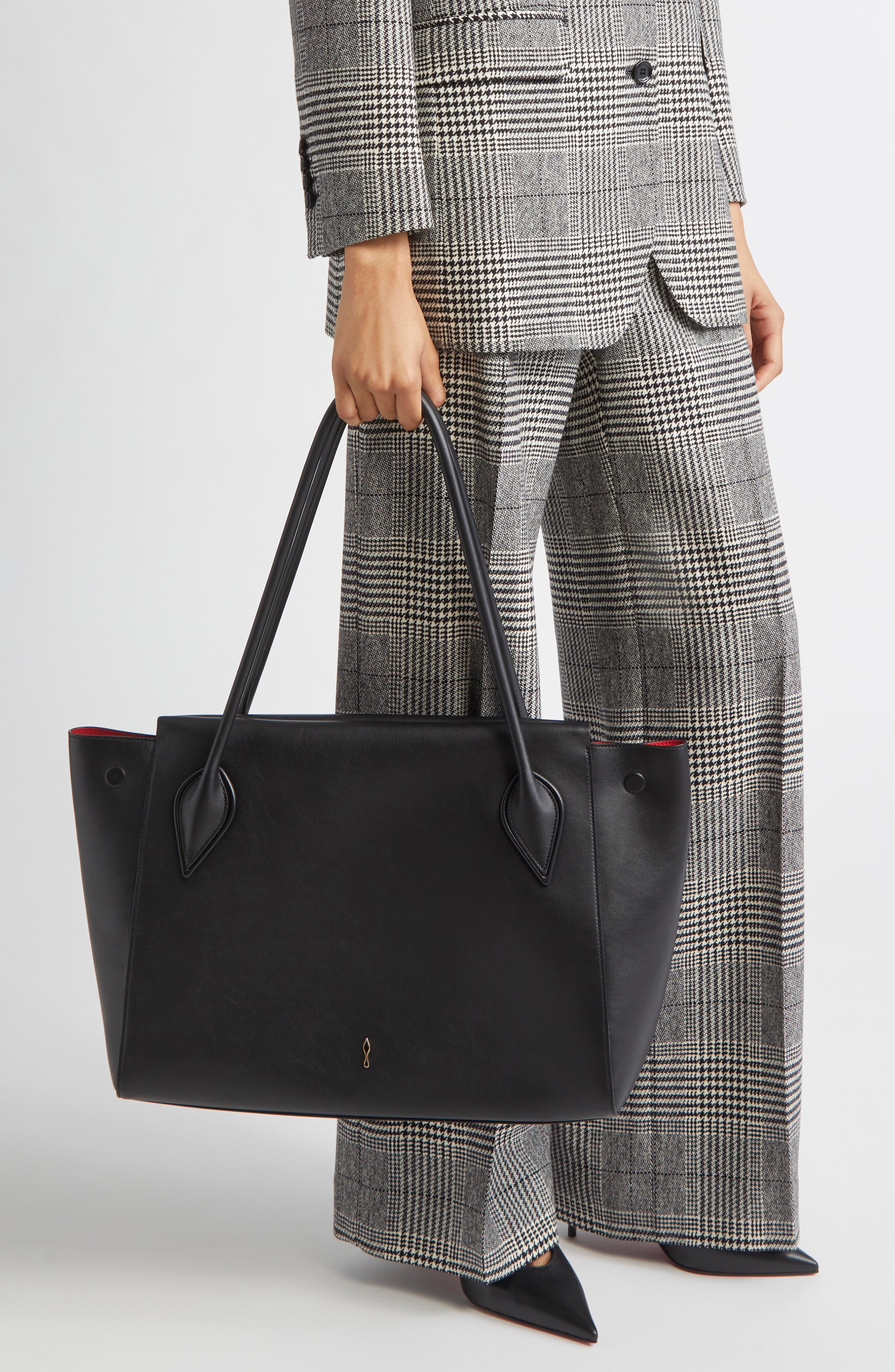 Christian Louboutin Large Calfskin East/West Tote, Alternate, color, Black