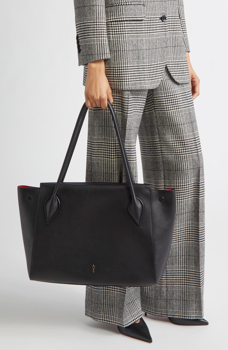 Christian Louboutin Large Calfskin East/West Tote, Alternate, color, Black