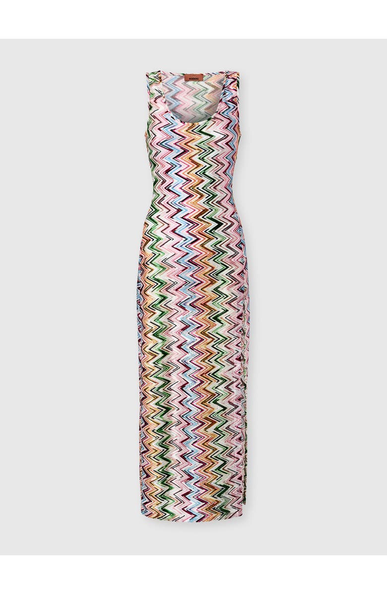 Missoni Long Cover-up In Stretch Viscose With Lace And Zigzag Motif, Main, color, Multicoloured