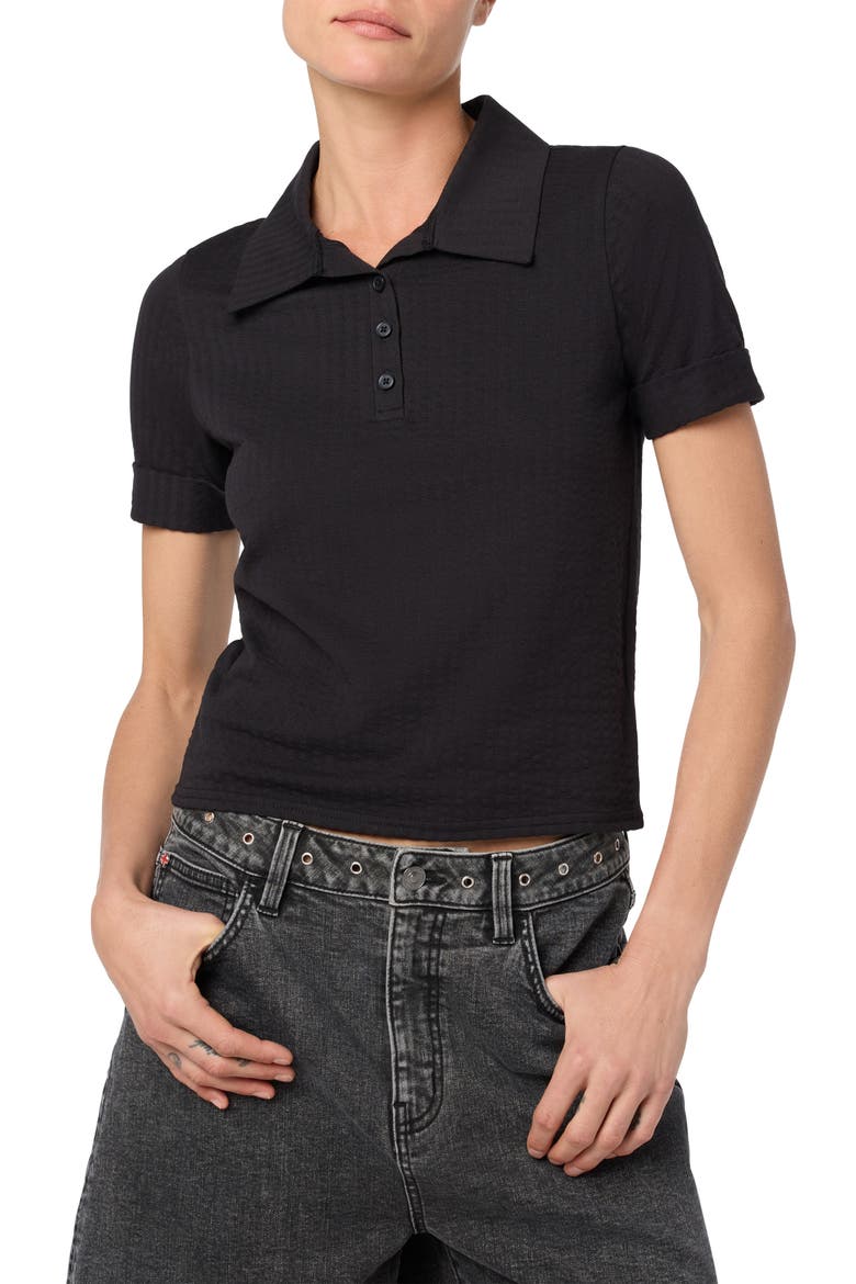 Boxy Crop Polo, Main, color, BLACK