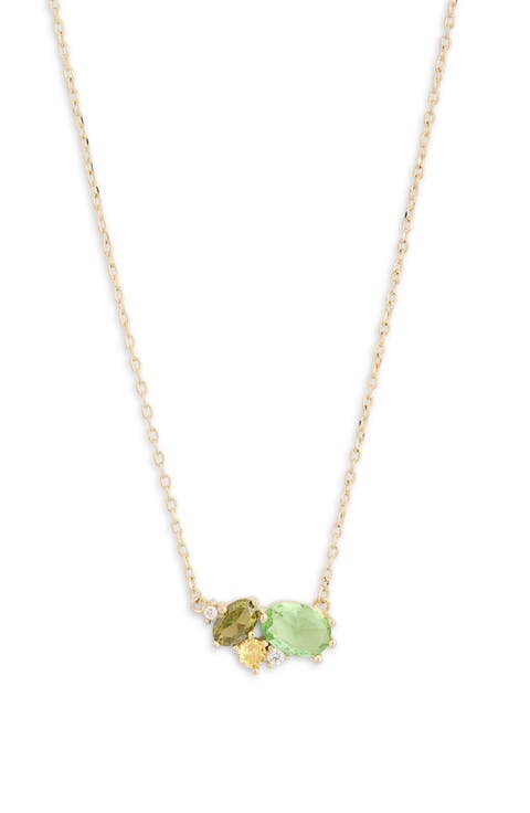 Cubic Zirconia Cluster Pendant Necklace