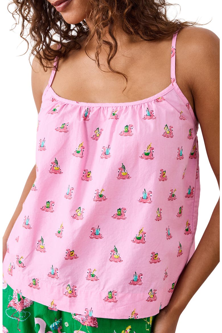 Mixed Print Organic Cotton Crop Pajamas, Alternate, color, PALM FROND